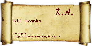 Kik Aranka névjegykártya